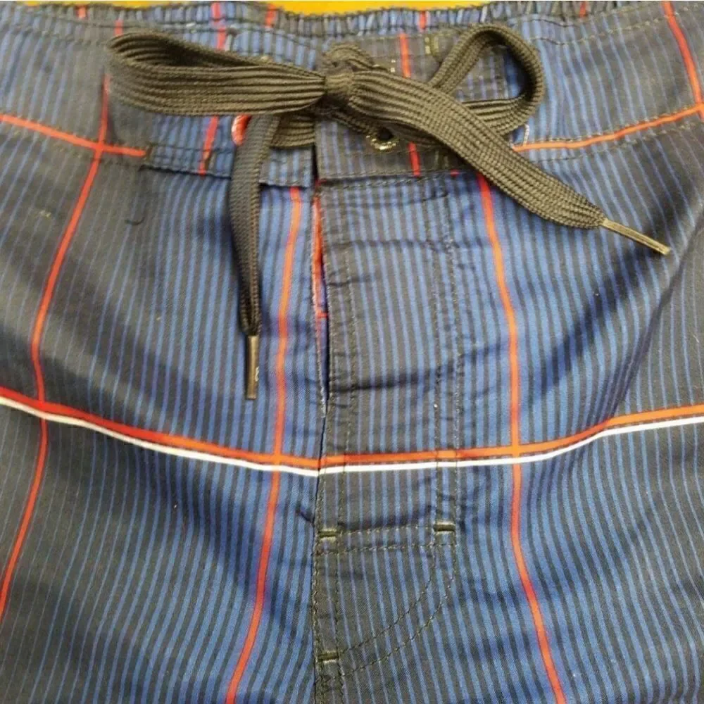 OP board swim trunks. Navy, red and white